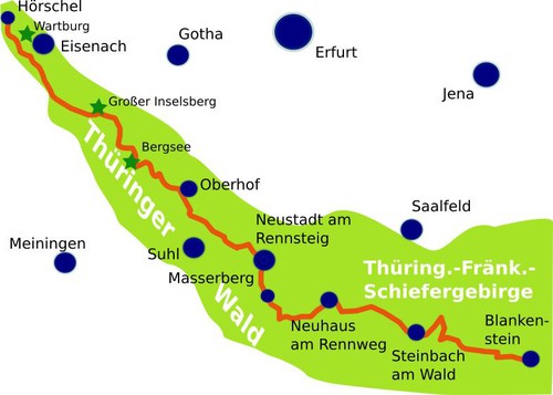 Rennsteig Cycle Trail map